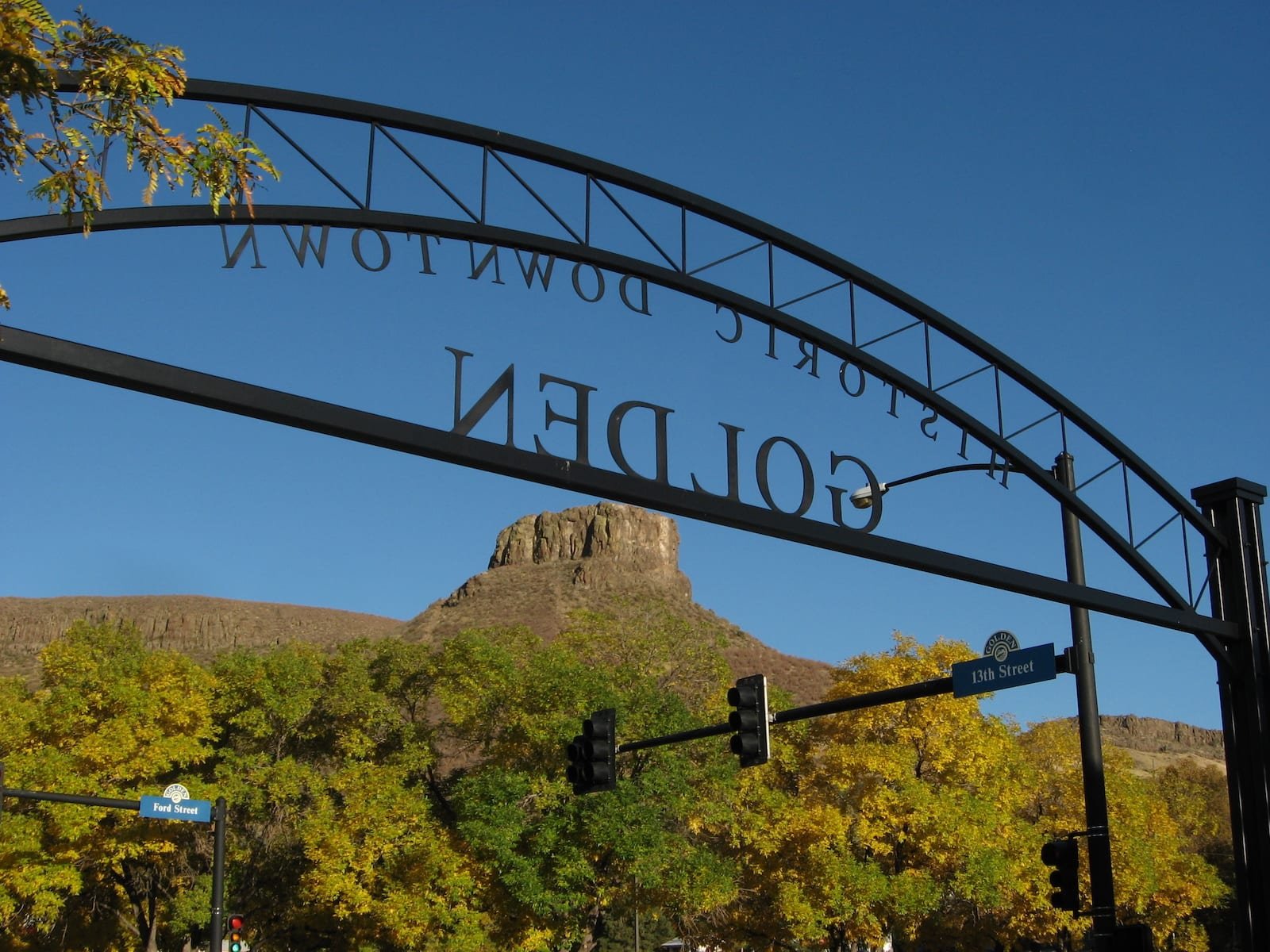 Historic Downtown Golden Sign Mesa Top